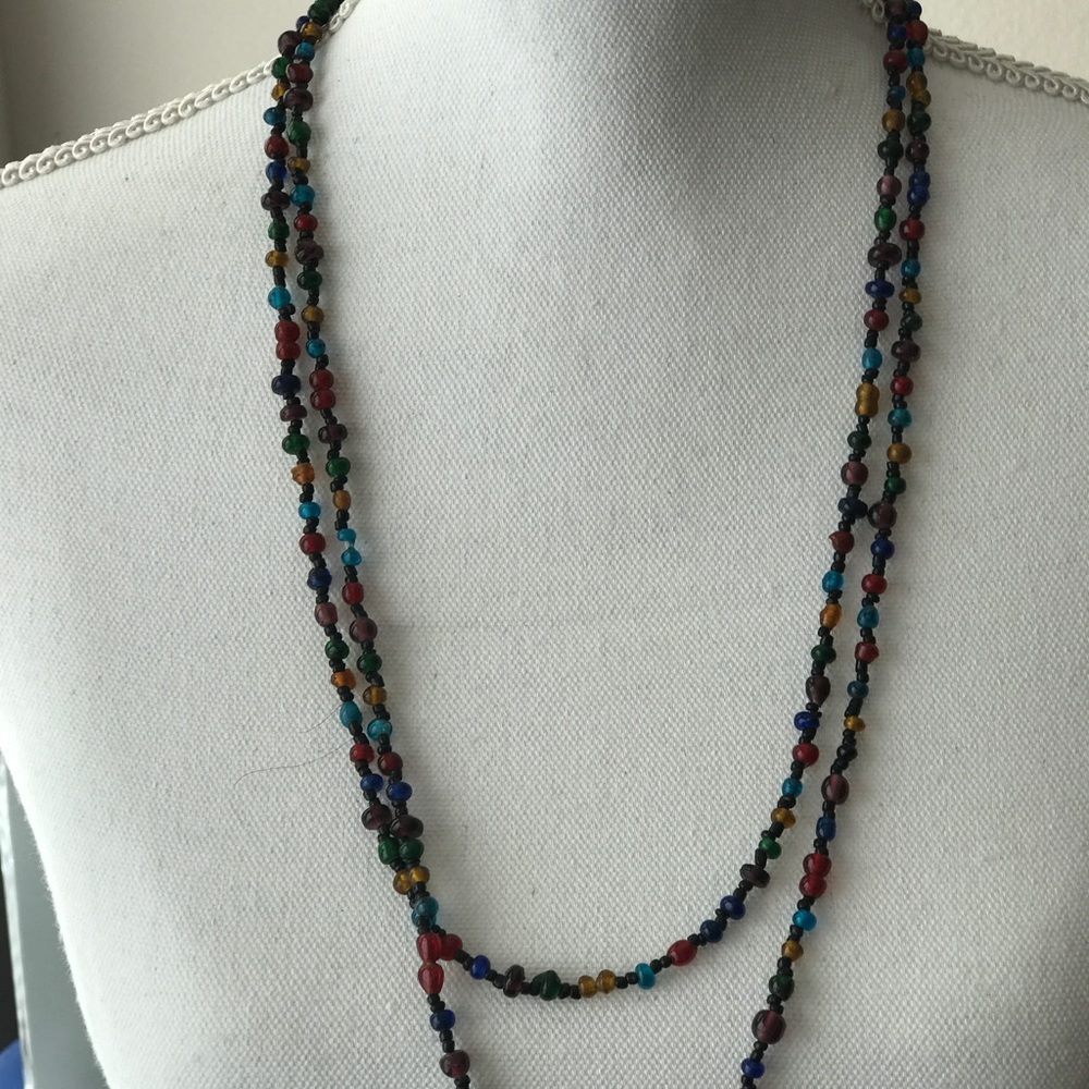 Long strand glass beaded necklace